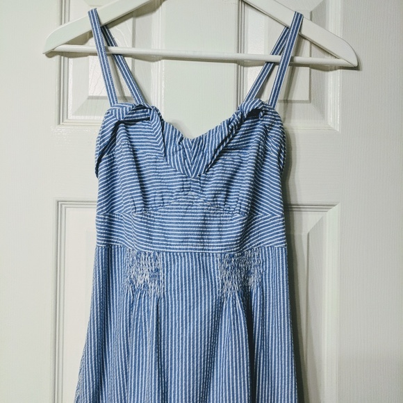 American Eagle Blue White Striped Open Back Dress - Picture 2 of 7